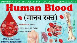 GK QUESTIONS ANSWERS ON HUMAN BLOOD FOR RRB NTPC,SSC CGL,CHSL AND OTHER GOVERNMENT EXAM.#RRB_NTPC