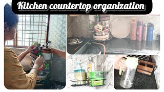 Kitchen countertop organization.నేను మా kitchen ఇలా organize చేసుకున్నా.#kitchen #organization