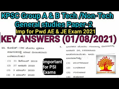 KPSC Group A And B Question Paper Key Answers |general Studies Paper 2 ...