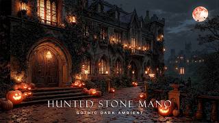 Autumn Evening at the Hunted Stone Manor with Glowing Pumpkins | Dark Academia Halloween Ambience