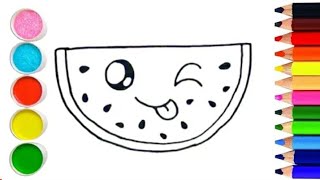 How to draw a cute watermelon super easy / Bolalar uchun Tarvuz rasm chizish  /Рисуем Арбузик