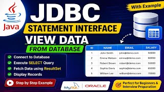 Java JDBC Statement Interface | View Data from Database using SELECT Query