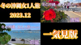 【2023 12冬の沖縄女1人旅　一気見】12月の沖縄を1人で旅した動画の一気見版。レンタカー無しで公共機関で回りました。