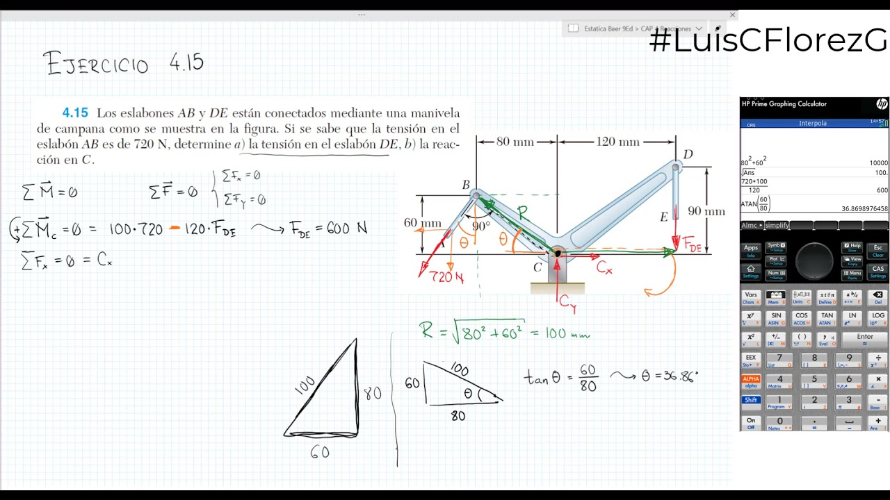 Mecanica Vectorial - CLASE Ejercicio 4.15 Beer & Jhonston 9na Edición ...