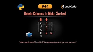 🎥 LeetCode 944: Delete Columns to Make Sorted | Python Solution | String Manipulation