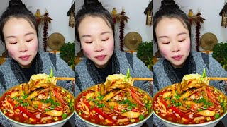 ASMR Eating Spicy Food Chinese 😋 Eat Spicy Noodles Soups Mukbang, Fried Chicken Offal With Chili