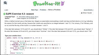 Java Practice It || 4.3 season || if/ else/ else if statements, String return method, int parameters