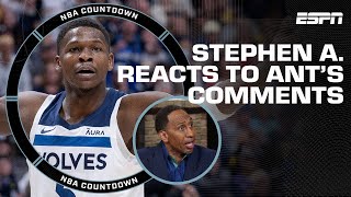 ‘JUST EMBRACE IT’ 🔊 Stephen A. reacts to Anthony Edwards shunning MJ comps | NBA