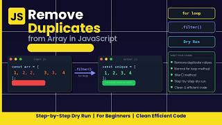 Remove Duplicates from Array in JavaScript | filter() + for Loop Explained (2026)