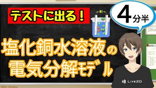 塩化銅水溶液の電気分解モデル（イオン）（化学変化とイオン）【中3理科わかりやすい授業動画】