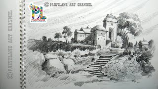 How to Draw House On Upland with Pencil for Beginners | Pencil Art