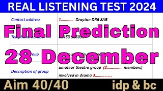 28 December 2024 IELTS Listening Practice Test With Answers | idp \u0026 bc