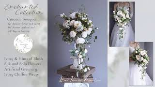 EverTimelessFloral Enchanted Collection Large Bridal Cascade Bouquet with Ivory Silk \u0026 Sola Flowers