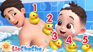 Five Little Ducks Went Out One Day 2 | Bath Song | LiaChaCha Nursery Rhymes & Baby Songs