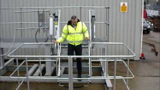 Safe tanker access - folding stairs with air power for road and rail tankers and ISO containers