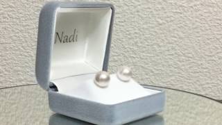 Akoya Cultured Pearl 9.0-9.5mm Platium stud earrings Elegant Made In Japan