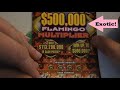 Scratching '500K Flamingo Multiplier' FL Lottery ($5 Scratch Off Ticket) Tropical Theme Scratch Card