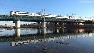 2017.12.29　E353系特急スーパーあずさ　中央線多摩川橋梁　Chuo Line Tama river bridge