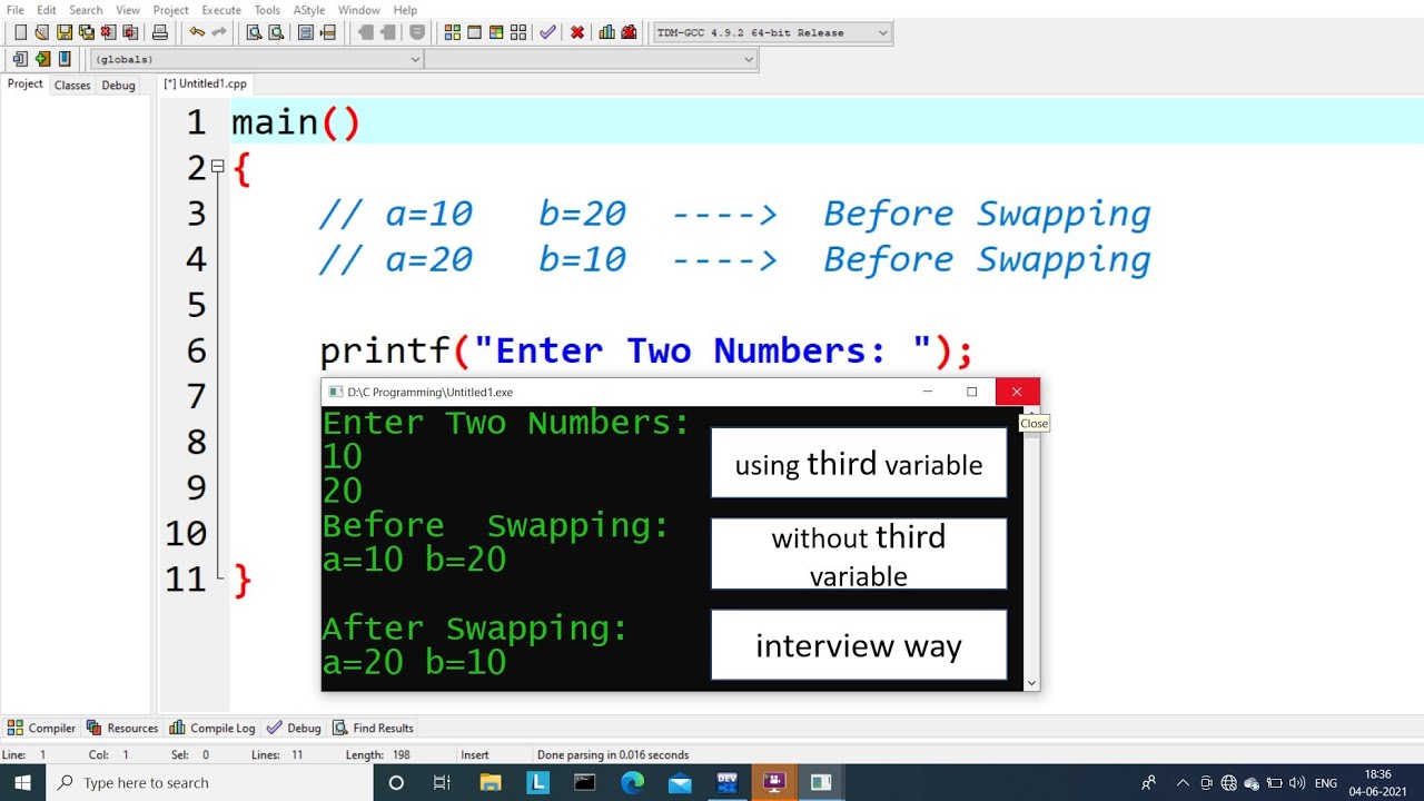 C Program To Swap Two Numbers | Learn Coding - YouTube