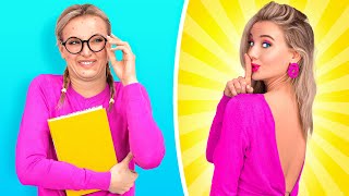 FROM NERDY TO HOTTIE || Transforming Clothing Hacks To Become Popular By 123 GO! GOLD
