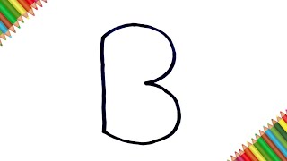 How to turns letter B into cute Butterfly step by step learning drawing for kids