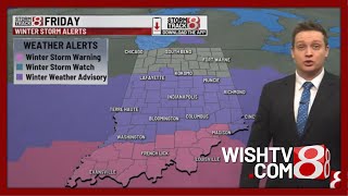 Winter storm warnings for southern Indiana; central Indiana under advisories   Storm Track 8 s Drew