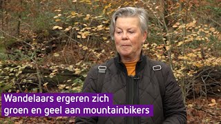 Wandelaars ergeren zich groen en geel aan mountainbikers