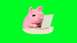 Pig Green Screen Animation | Pig Working | Free Green Screen Effect