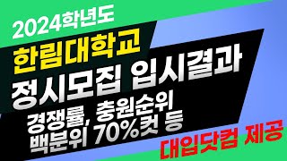 2024 한림대학교 정시등급 백분위 합격컷 추합순위 경쟁률 등 정시입결 분석