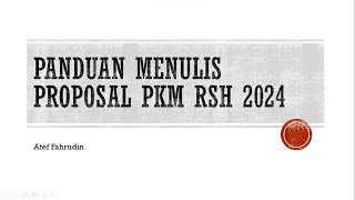 TIPS MENYUSUN PROPOSAL PKM RSH MUDAH