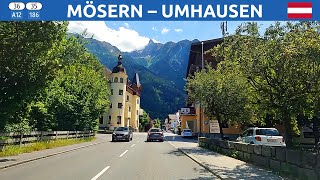 Driving in Austria. Roads from Mösern to Umhausen in Tyrol. 4K