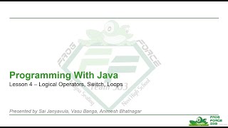 Programming With Java | Lesson 4 – Logical Operators, Switch, Loops