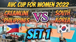 CREAMLINE PHILIPPINES VS SOUTH KOREA SET 1 AVC Cup August 25, 2022