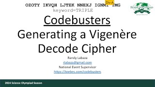 Codebusters - Generating a Vigenère Decode Cipher