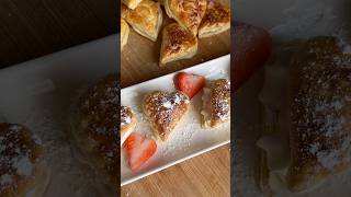 Strawberry Puff Pastry Hearts ♥️ #strawberrypastry #valentinesrecipes #easyrecipes #pastryrecipe