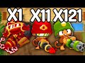 BTD6 1x Ray of Doom VS. 11x Laser Cannons VS. 121x Dartling Gunners