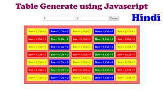 Table Generate using JavaScript - Hindi 2021