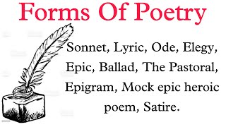 Forms Of Poetry In English literature.   Part Of Poetry.   types Of Poetry.  Form Of Poem.