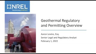 Overview of Environmental Regulations and Permitting for Geothermal