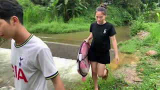 Couple Camping and Surviving in a Stream - Life in the Wild