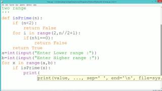 Python Program - Display list of Prime numbers