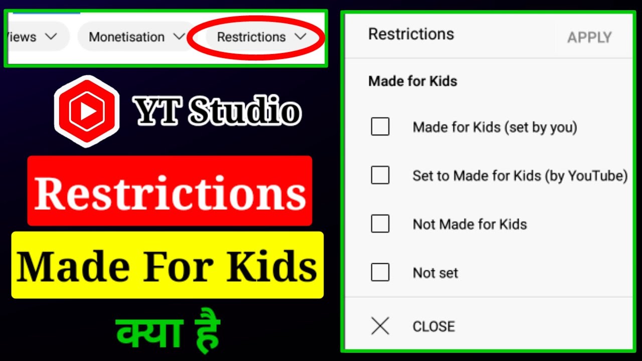 Yt Studio Restrictions Made For Kids Full Explained Youtube