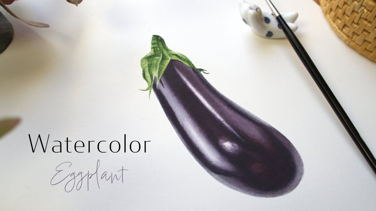 How To Paint An Eggplant Aka Aubergine Watercolor Painting Tutorial