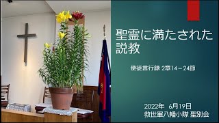 6月19日聖書のメッセージ　使徒言行録２章24ー24節「聖霊に満たされた説教」