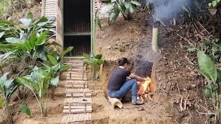 在热带雨林中的岩石下 搭建庇护所独自生存 #野外生存 #解压