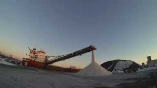 Ship unloading road salt