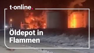 Öldepot geht in Flammen auf