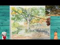 watercolor class for beginners starting with puppy chappie87 　”scenery of a park in autumn”