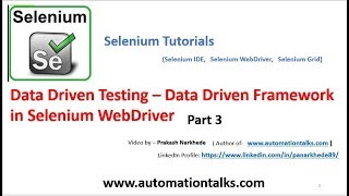 Selenium Video - Data Driven Framework - Data Driven Testing In Selenium Webdriver - Part 3