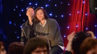 Misha and Jared talking to little kids